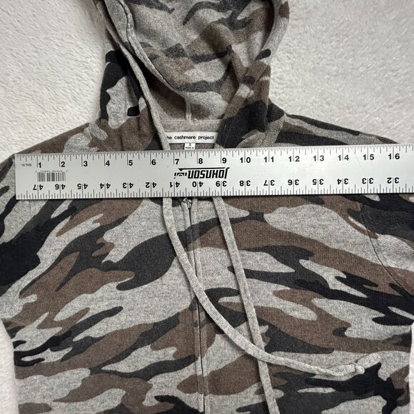 The Cashmere Project Womens Camo Hoodie Small Brown Gray Full-Zip Lightweight - Picture 6 of 8